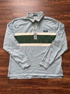 L.L. Bean Vintage Soft Men’s Rugby Long Sleeve Striped Shirt | 100% Cotton